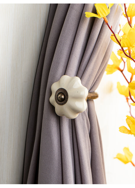 Curtain Tie Backs Hook Decorative Wall Hook-off White (Set of Two)