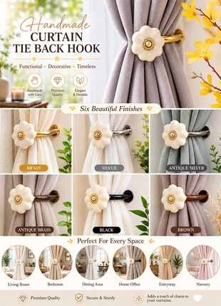 Curtain Tie Backs Hook Decorative Wall Hook-off White (Set of Two)