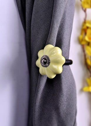 Curtain Tie Backs Hook Decorative Wall Hook-Yellow (Set of Two)