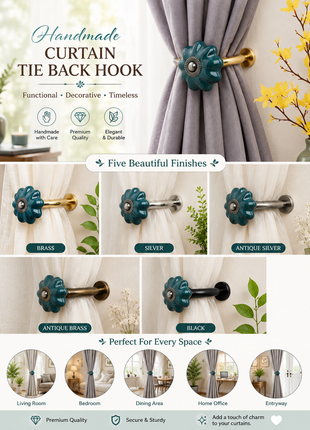 Curtain Tie Backs Hook Decorative Wall Hook-Green (Set of Two)