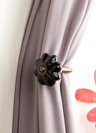 Black Color Ceramic Knob, Curtain Tie & Pull Bundle