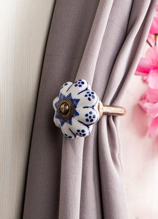 Curtain Tie Backs Hook Decorative Wall Hook-Blue (Set of Two)