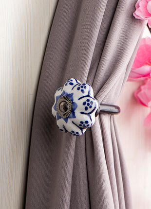 Curtain Tie Backs Hook Decorative Wall Hook-Blue (Set of Two)