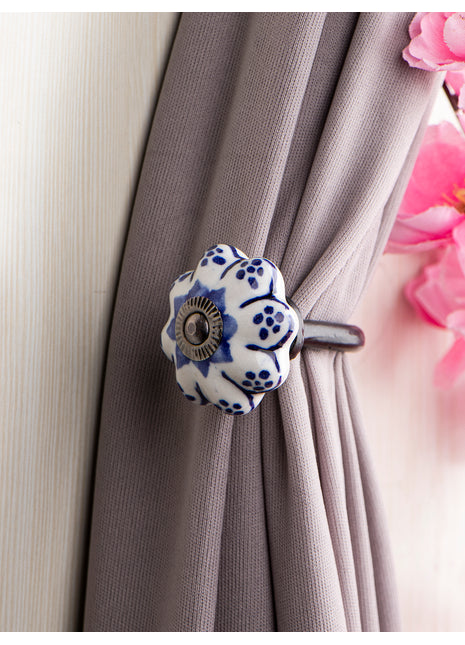 Curtain Tie Backs Hook Decorative Wall Hook-Blue (Set of Two)