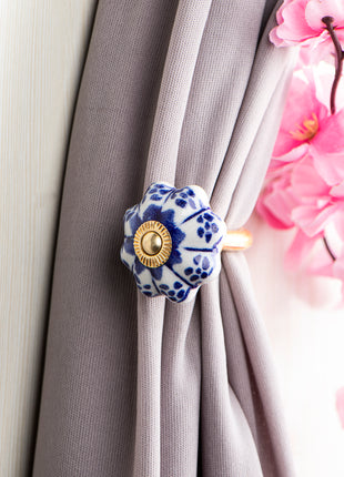 Curtain Tie Backs Hook Decorative Wall Hook-Blue (Set of Two)
