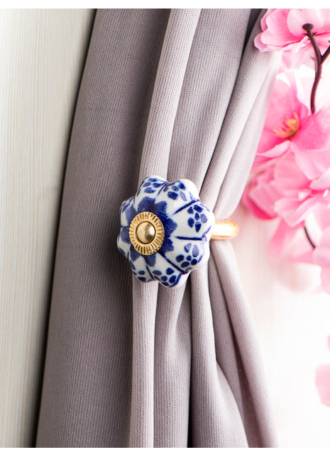 Curtain Tie Backs Hook Decorative Wall Hook-Blue (Set of Two)