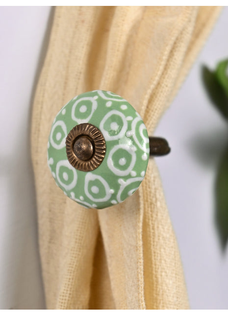 Curtain Tie Backs Hook Decorative Wall Hook- Green ( set of two)