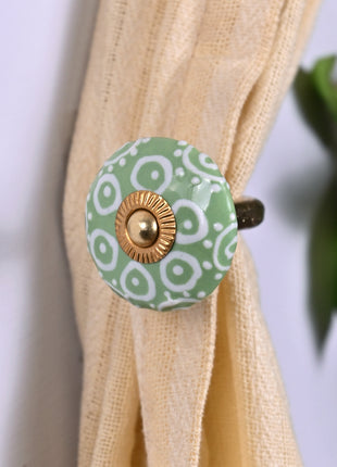 Curtain Tie Backs Hook Decorative Wall Hook- Green ( set of two)