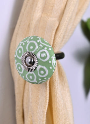 Curtain Tie Backs Hook Decorative Wall Hook- Green ( set of two)