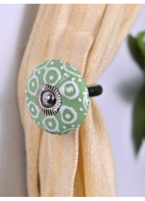 Curtain Tie Backs Hook Decorative Wall Hook- Green ( set of two)