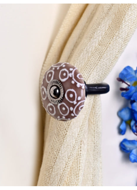 Curtain Tie Backs Hook Decorative Wall Hook- Brown (Set of Two)