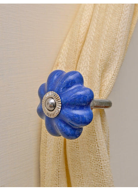 Curtain Tie Backs Hook Decorative Wall Hook- Blue Crackle (Set of Two)