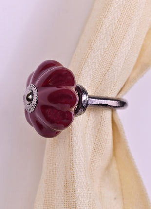 Curtain Tie Backs Hook Decorative Wall Hook-Maroon (Set of Two)