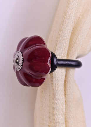Curtain Tie Backs Hook Decorative Wall Hook-Maroon (Set of Two)