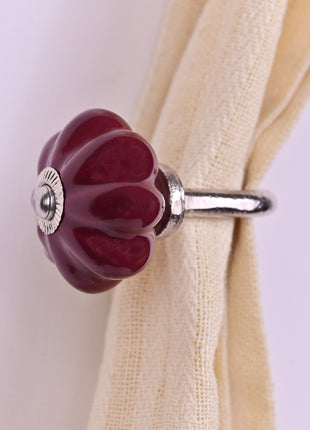 Curtain Tie Backs Hook Decorative Wall Hook-Maroon (Set of Two)