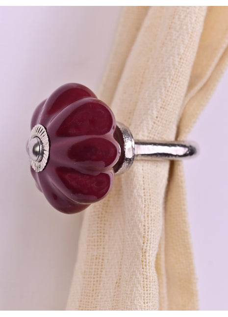 Curtain Tie Backs Hook Decorative Wall Hook-Maroon (Set of Two)