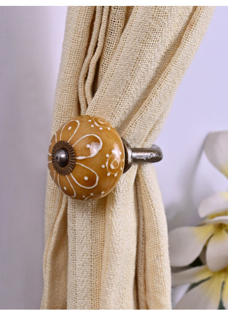 Curtain Tie Backs Hook Decorative Wall Hook-Stylish Brown (Set of Two)