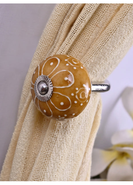 Curtain Tie Backs Hook Decorative Wall Hook-Stylish Brown (Set of Two)