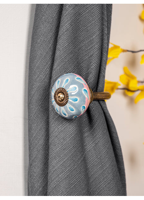 Curtain Tie Backs Hook Decorative Wall Hook-Turquoise and Pink (Set of Two)