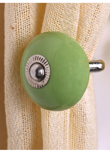 Curtain Tie Backs Hook Decorative Wall Hook- Green (Set of Two)