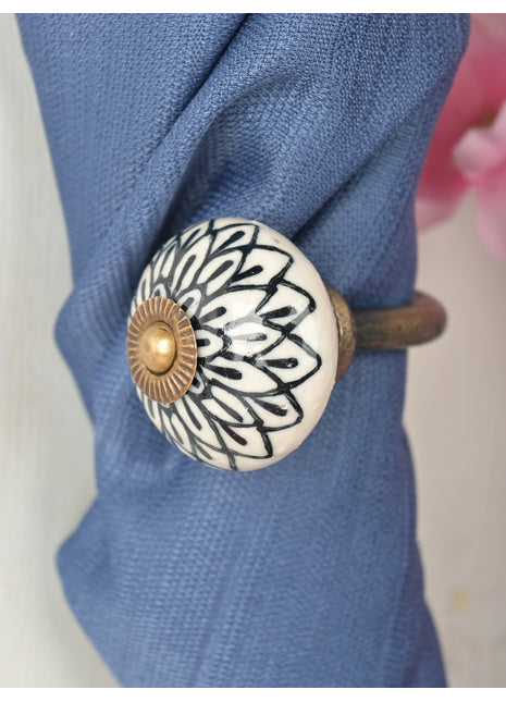 Curtain Tie Backs Hook Decorative Wall Hook- Black Design (Set of Two)