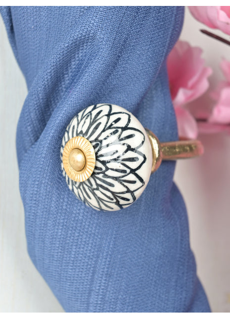 Curtain Tie Backs Hook Decorative Wall Hook- Black Design (Set of Two)