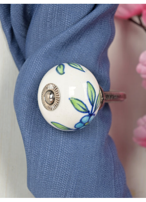 Curtain Tie Backs Hook Decorative Wall Hook- Turquoise Flower (Set of Two)