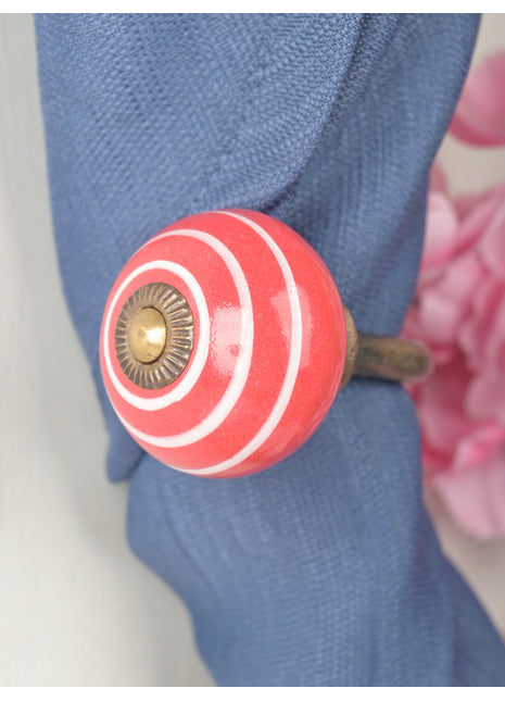 Curtain Tie Backs Hook Decorative Wall Hook- Red (Set of Two)