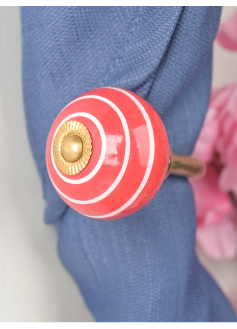 Curtain Tie Backs Hook Decorative Wall Hook- Red (Set of Two)