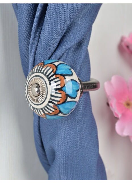 Curtain Tie Backs Hook Decorative Wall Hook- Unique Multicolor Knob (Set of Two)