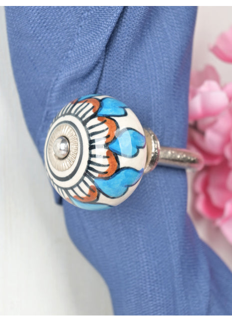 Curtain Tie Backs Hook Decorative Wall Hook- Unique Multicolor Knob (Set of Two)