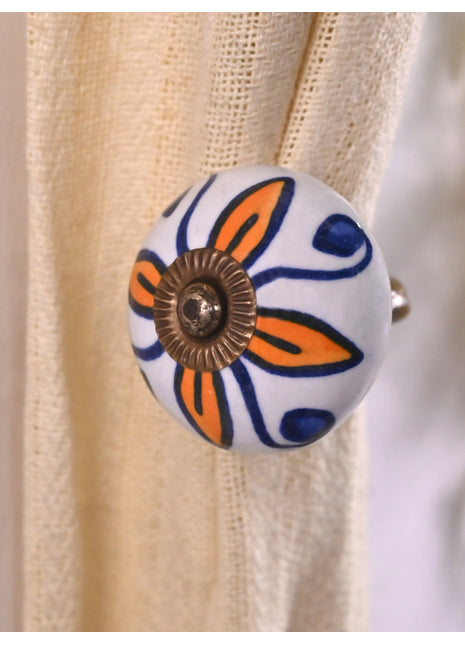 Curtain Tie Backs Hook Decorative Wall Hook- Yellow (Set of Two)