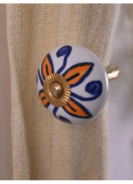 Curtain Tie Backs Hook Decorative Wall Hook- Yellow (Set of Two)