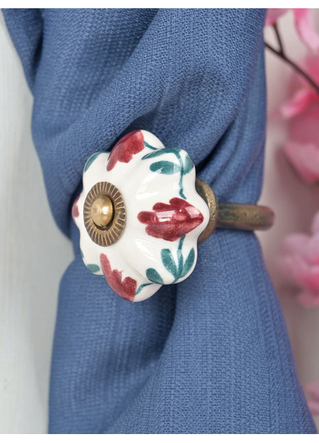 Curtain Tie Backs Hook Decorative Wall Hook- Red , Green Color (Set of Two)