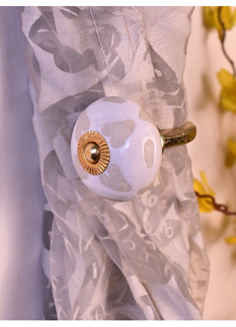 Curtain Tie Backs Hook Decorative Wall Hook- White (Set of Two)