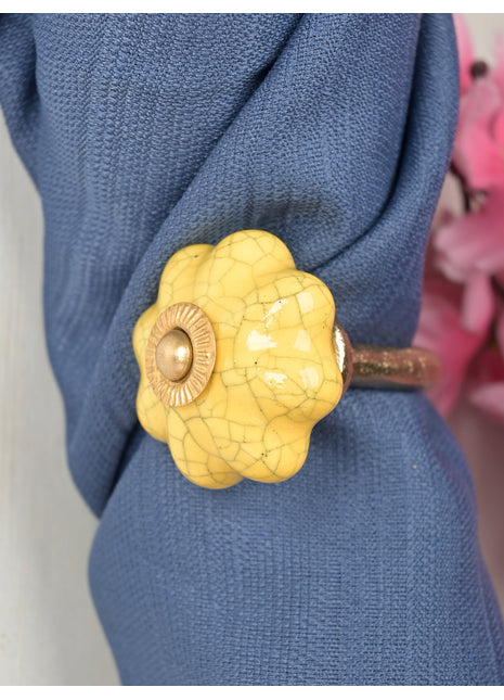 Curtain Tie Backs Hook Decorative Wall Hook- Yellow (Set of Two)