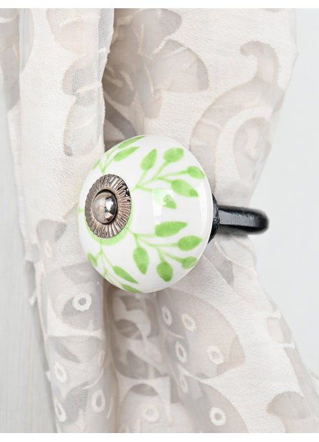 Curtain Tie Backs Hook Decorative Wall Hook-Green (Set of Two)