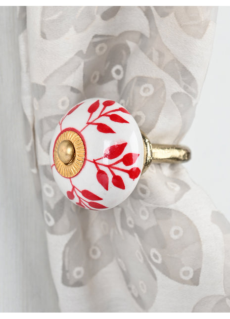 Curtain Tie Backs Hook Decorative Wall Hook- Red (Set of Two)