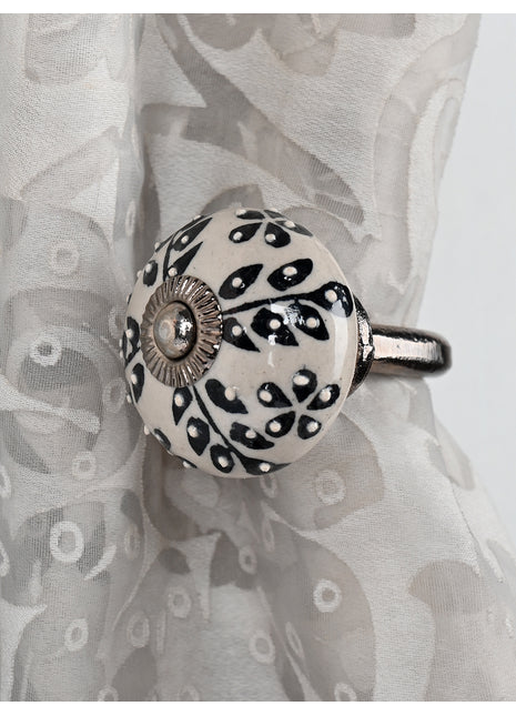 Curtain Tie Backs Hook Decorative Wall Hook-Black Design (Set of Two)