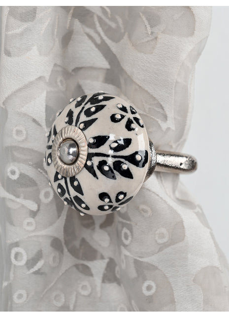 Curtain Tie Backs Hook Decorative Wall Hook-Black Design (Set of Two)