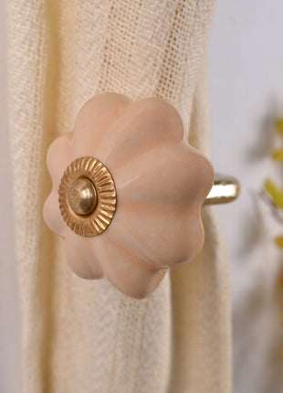 Curtain Tie Backs Hook Decorative Wall Hook- Light Beige Color (Set of Two)