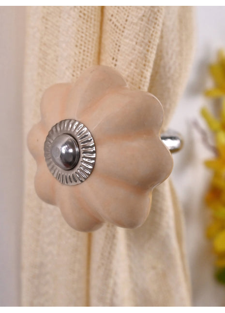 Curtain Tie Backs Hook Decorative Wall Hook- Light Beige Color (Set of Two)