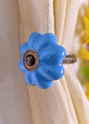 Curtain Tie Backs Hook Decorative Wall Hook- Turquoise Cracked (Set of Two)