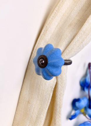 Curtain Tie Backs Hook Decorative Wall Hook- Teal Blue (Set of Two)