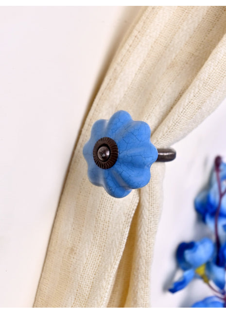 Curtain Tie Backs Hook Decorative Wall Hook- Teal Blue (Set of Two)