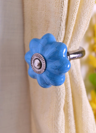 Curtain Tie Backs Hook Decorative Wall Hook- Turquoise Cracked (Set of Two)