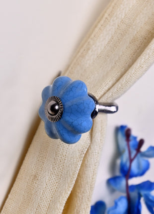 Curtain Tie Backs Hook Decorative Wall Hook- Teal Blue (Set of Two)