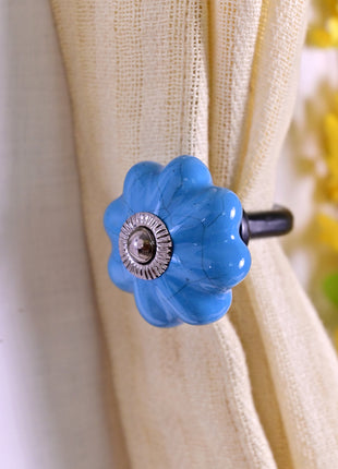 Curtain Tie Backs Hook Decorative Wall Hook- Turquoise Cracked (Set of Two)