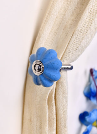 Curtain Tie Backs Hook Decorative Wall Hook- Teal Blue (Set of Two)