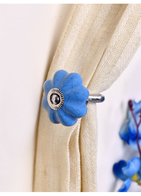 Curtain Tie Backs Hook Decorative Wall Hook- Teal Blue (Set of Two)